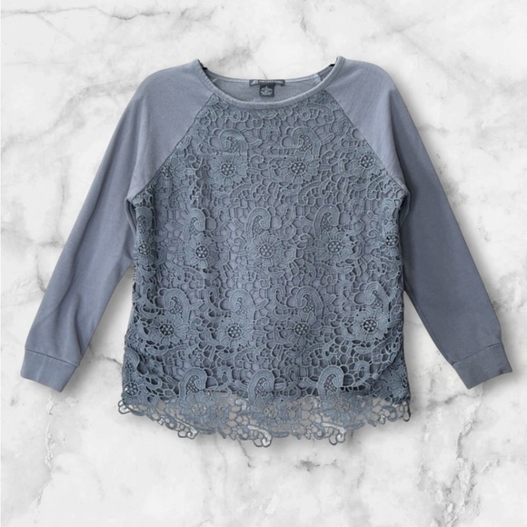 Adrianna Papell Tops - Adrianna Papell Gray Floral Lace Overlay
Pullover Sweater Sweatshirt Size S
